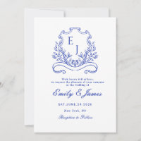 carton d'invitation de mariage victorien à crête f