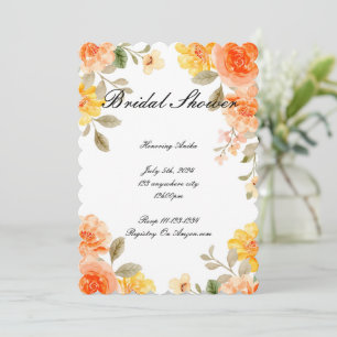 SAVE THE DATE CARTON D'INVITATION FLEURI ORANGE POUR MARIAGE ET 