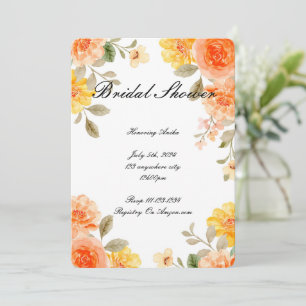 SAVE THE DATE CARTON D'INVITATION FLEURISTE ORANGE POUR MARIÉE