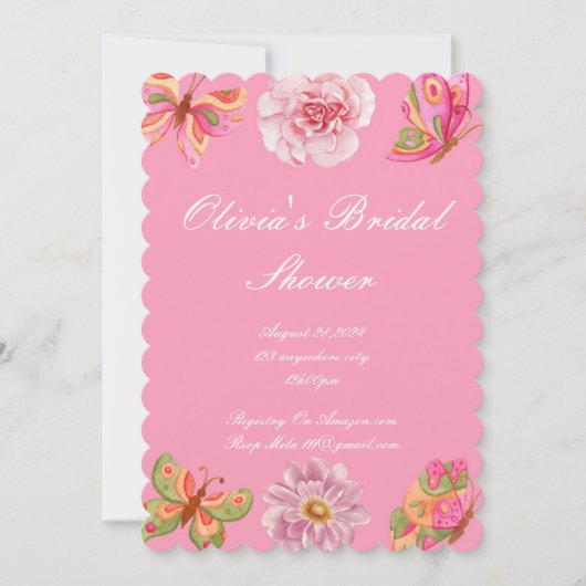 SAVE THE DATE CARTON D'INVITATION POUR MARIAGE THÈME FLEURS ROSE (Devant)