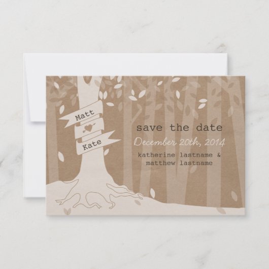 Save The Date Carton Look Woodland Wedding Enregistrer La Date (Devant)