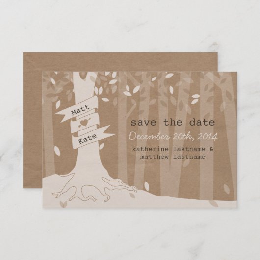Save The Date Carton Look Woodland Wedding Enregistrer La Date (Devant / Derrière)