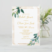 Save The Date Cartons d'invitation de mariage avec feuillage dor (Debout devant)