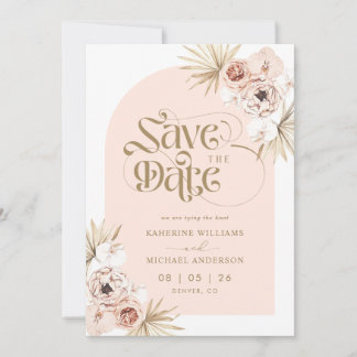 Save The Date Cartons d'invitation Fleurs roses de pêche blanche