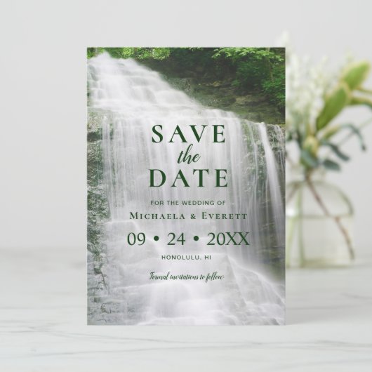 Save The Date Cascade Nature Mariage extérieur Enregistrer la da (Debout devant)
