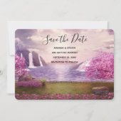 Save The Date Cascades et cerisiers autour d'un lac Mariage (Devant)