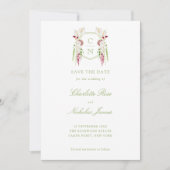 Save The Date Cascading Floral Monogram Crest Wedding (Devant)