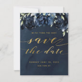 Save The Date Cascading Peonies Gold Wedding Enregistrer La Cart (Devant)