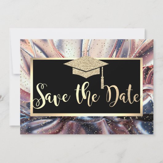 Save The Date Casquette de remise des diplômes à paillettes, Enr (Devant)