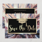 Save The Date Casquette de remise des diplômes à paillettes, Enr (Devant / Derrière)
