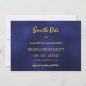 Save The Date Casquette d'or bleu marine confetti Graduation Par (Dos)