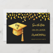 Save The Date Casquette d'or noir confetti Graduation Party (Devant)