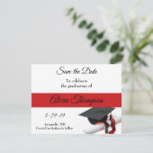 Save The Date Casquette noire et rouge et Tassel personnalisé (Debout devant)