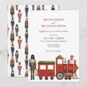 Save The Date casse-noisette de Noël avec train mariage Noël (Devant / Derrière)
