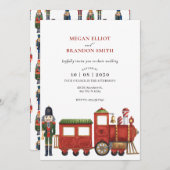 Save The Date Casse-noix de Noël avec train mariage de Noël (Devant / Derrière)
