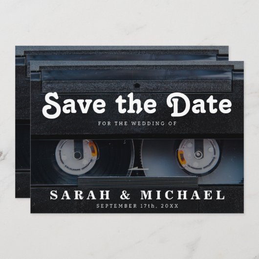Save The Date Cassette rétro 80s Mariage Enregistrer la date (Devant / Derrière)