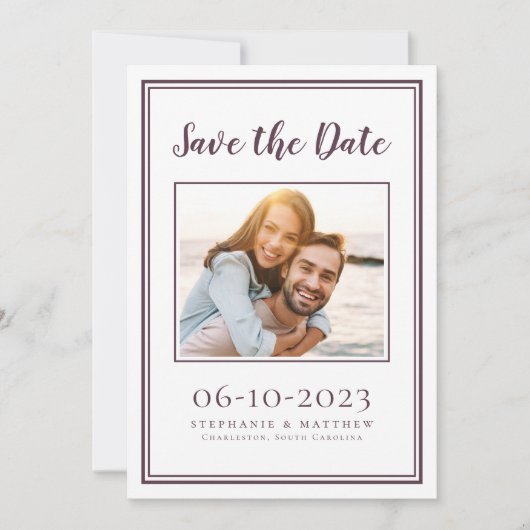 Save The Date Cassis Modern Mariage Photo Simple Fiançailles (Devant)