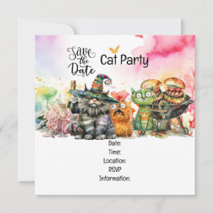Save The Date Cat Purr Parfaitement Quirky Cat Party