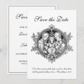 Save The Date Catholic Black & White Holy Family (Devant / Derrière)