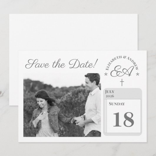 Save The Date Catholique monogramme (Devant / Derrière)