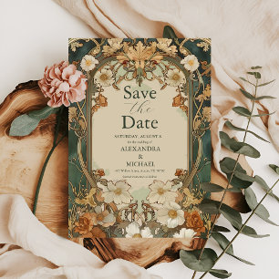 Save The Date Célébration Art Nouveau Floral Mariage