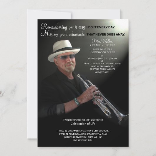 Save The Date Célébration de la vie (Devant)