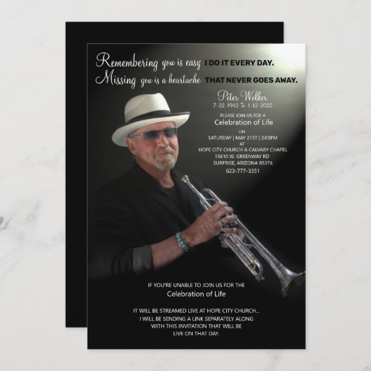 Save The Date Célébration de la vie (Devant / Derrière)