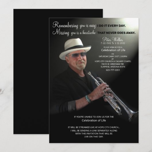 Save The Date Célébration de la vie Sauvez la date (Devant / Derrière)