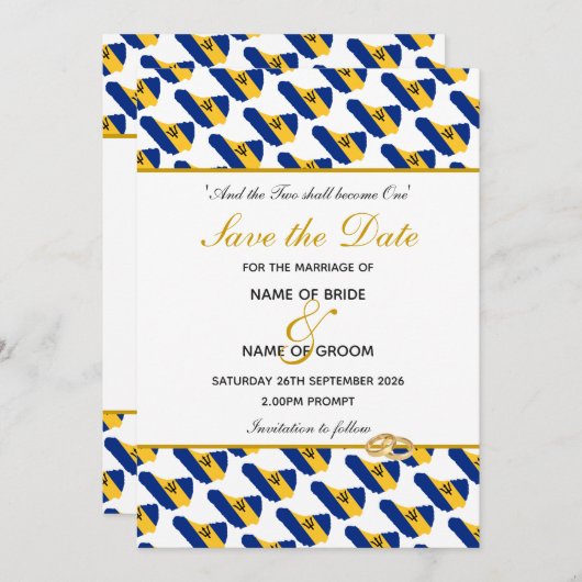 Save The Date Célébration de mariage chrétien à la BARBADE (Devant / Derrière)
