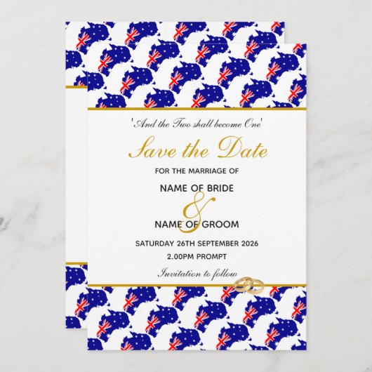 Save The Date Célébration de mariage événement spécial en AUSTRA (Devant / Derrière)