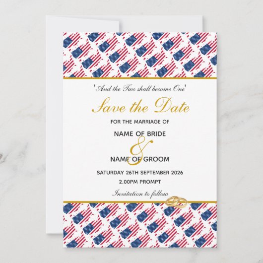 Save The Date Célébration de mariage événement spécial USA AMÉRI (Devant)