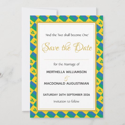 Save The Date Célébration De Mariage Traditionnelle De ST VINCEN (Devant)
