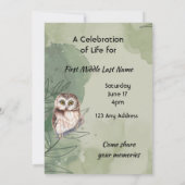 Save The Date Célébration de service de vie de chouette oiseau m (Dos)