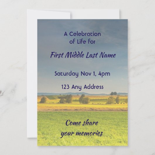 Save The Date Celebration of Life Service Farm Crop Prairie (Dos)
