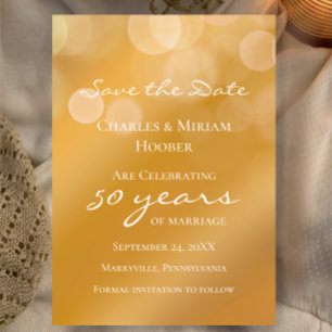 Save The Date Célébration personnalisée d'or pour les 50 ans de 