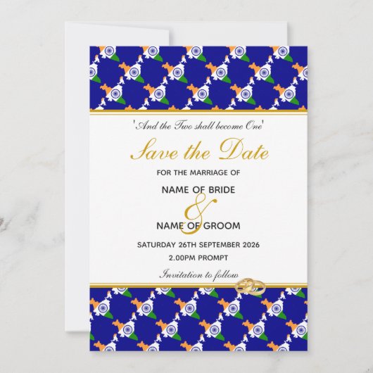 Save The Date Célébration spéciale de mariage chrétien en INDE B (Devant)