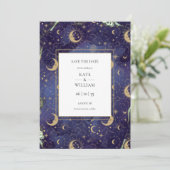 Save The Date Céleste Écrit Dans Les Étoiles Mariage Lune (Debout devant)