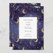 Save The Date Céleste Écrit Dans Les Étoiles Mariage Lune (Devant / Derrière)