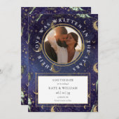 Save The Date Céleste Écrit Dans Les Étoiles Photo Mariage (Devant / Derrière)