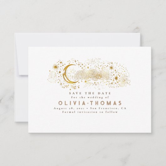 Save The Date Céleste étoile Lune de nuit Mystique Enregistrer l (Devant)