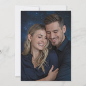 Save The Date Céleste Fleurs Galaxie Nuit Étoilée Bleue Mariage (Dos)