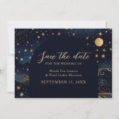 Save The Date Celestial Navy Gold Wedding (Devant)