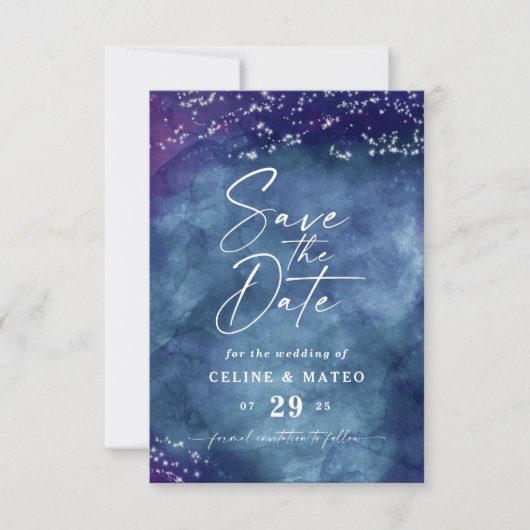 Save The Date Céline ・ Ciel étoilé Thème Mariage céleste (Devant)