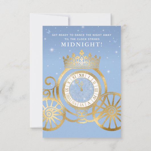 Save The Date Cendrillon Chaussure Bébé Bleu Or Douzième Anniver (Dos)