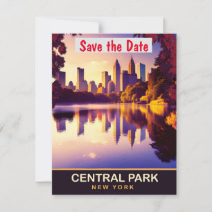 Save The Date Central Park, New York, Travel Postcard,