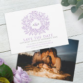 Save The Date Cercle de feuille violet gris blanc mariage photo