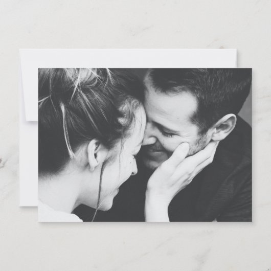 Save The Date Cercle feuille classique bleu blanc photo mariage (Dos)