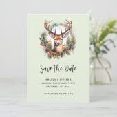 Save The Date Cerf brun avec bois Noël rustique (Debout devant)