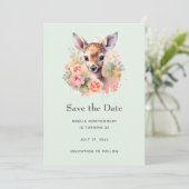 Save The Date Cerf Mignon Entouré de Roses (Debout devant)