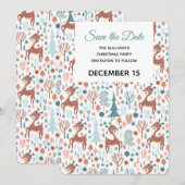 Save The Date Cerfs mignons dans un motif de forêt fantaisiste (Devant / Derrière)